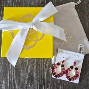 Kendra Scott Blair Gold Jewel Open Frame Earrings in Ruby Mix -